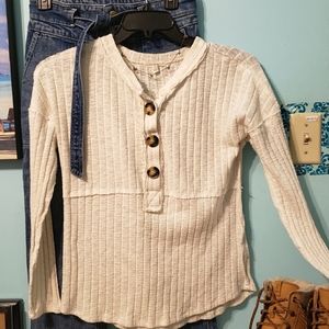 Cream button up long sleeve, size small